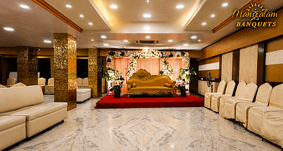 banquet hall with floral stage