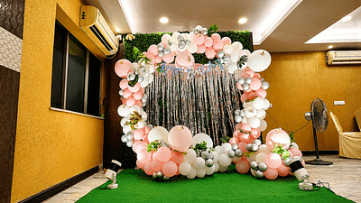 Birthday party balloon arch backdrop