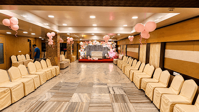 Elegant banquet hall ready for celebration
