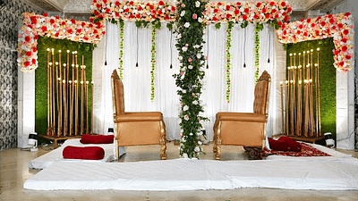 Elegant floral wedding ceremony setup