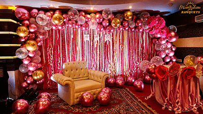 Glamorous pink and gold celebration setup