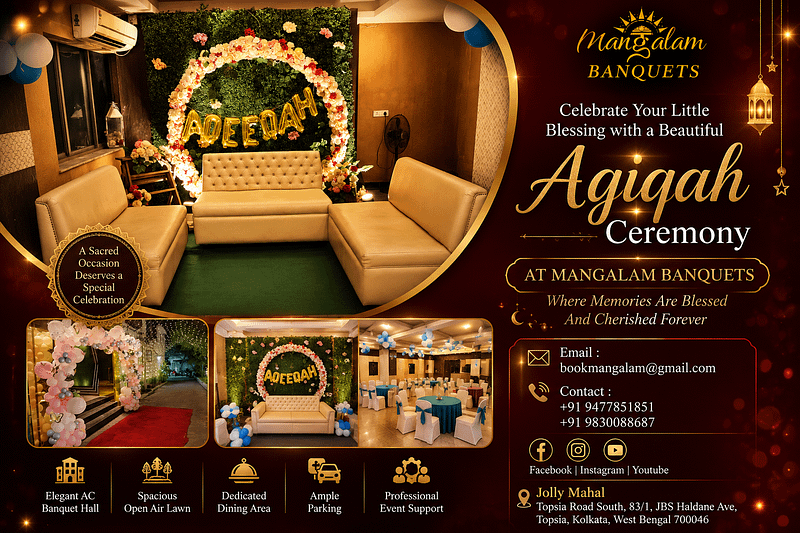 Beautiful Aqiqah Ceremony celebration at Mangalam Banquets, a premium banquet hall near Park Circus, Science City and Topsia in Kolkata.