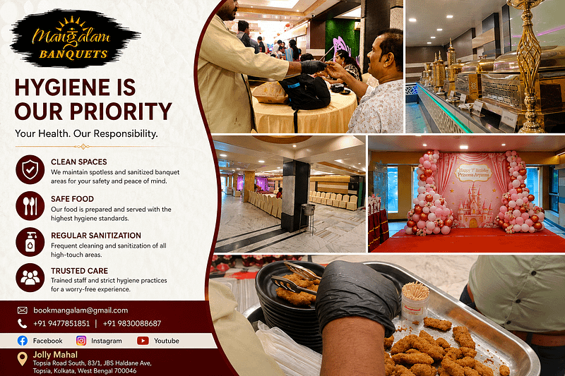 Hygiene and food safety at Mangalam Banquets in Kolkata