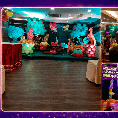 Childrens birthday party celebration collage