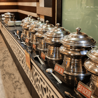 Upscale Indian banquet buffet setup
